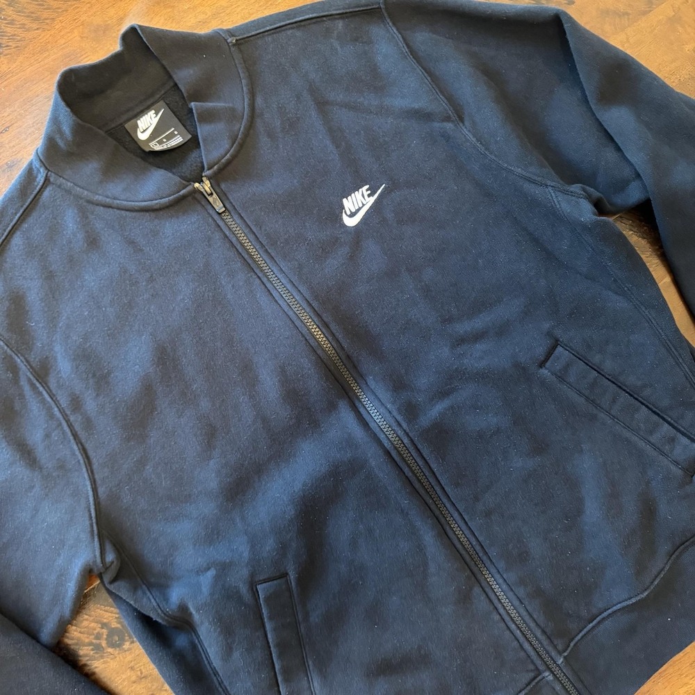 Nike Track Jacket Mens Large Black Fleece Full Zip Athletic Running Training